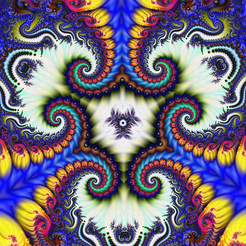 fractal, kaleidoscope, colorful, twisted, abstraction, HD phone wallpaper