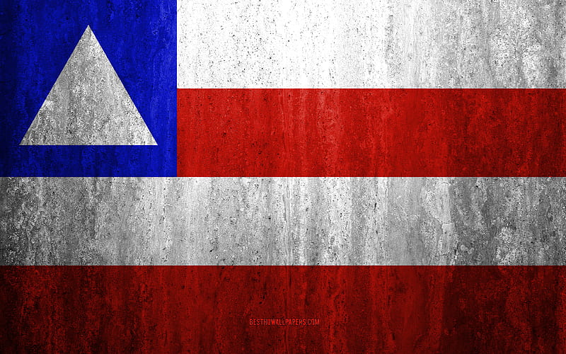 Flag of Bahia stone background, Brazilian state, grunge flag, Bahia State flag, Brazil, grunge art, Bahia, flags of Brazilian states, HD wallpaper