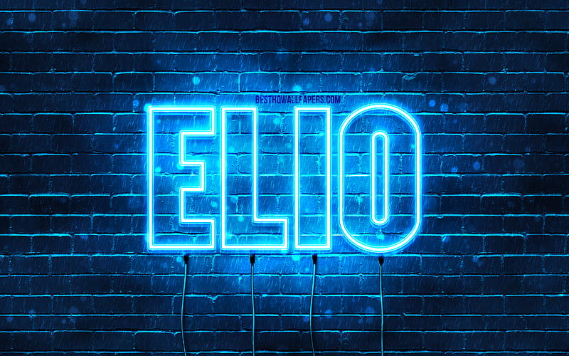 Elio, , with names, Elio name, blue neon lights, Happy Birtay Elio, popular arabic male names, with Elio name, HD wallpaper
