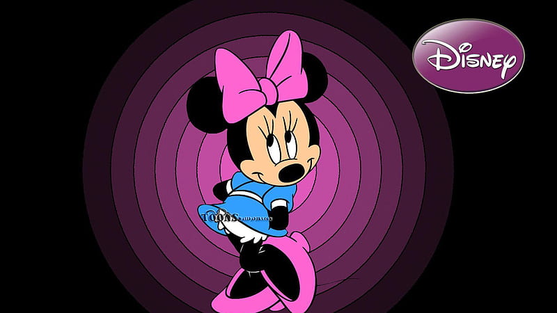 Minnie Mouse With Background Of Pink And Black Circle Lines Minnie Mouse, HD wallpaper