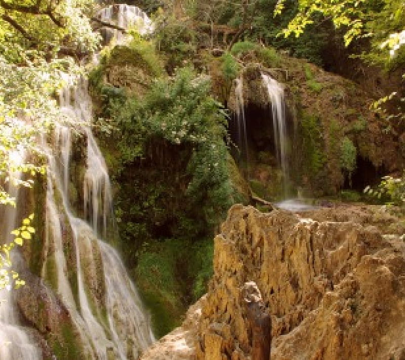 Waterfalls-Bulgaria, beautiy, water, cliffs, waterfall, nature, spring, bulgaria, HD wallpaper