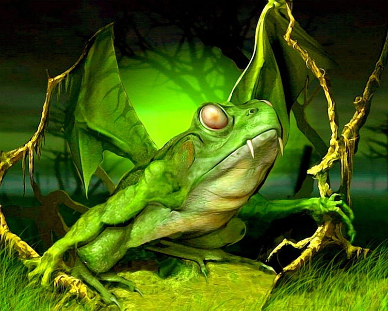 Frog Series2 --Bat frog, frog, series, green, bat, HD wallpaper