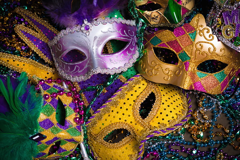 Mardi Gras, glitter, mask, masks, new orleans, pretty, shine, HD wallpaper