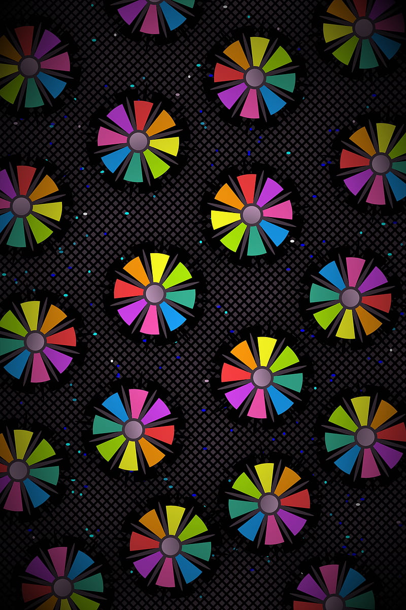 pattern, color, flowers, circles, petals, HD phone wallpaper