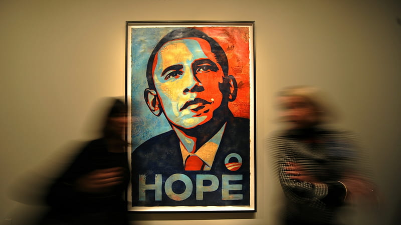 Hope, blurred, USA, orange, Intelligent, president, Contemplative, African American, illustration, teal, Reserved, inspirational, 44, Barak Obama, HD wallpaper