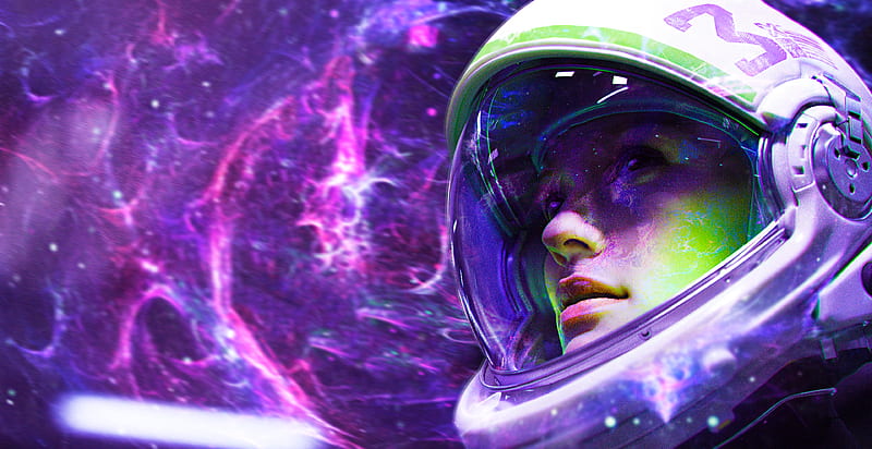Astronaut Girl , astronaut, artist, artwork, digital-art, HD wallpaper