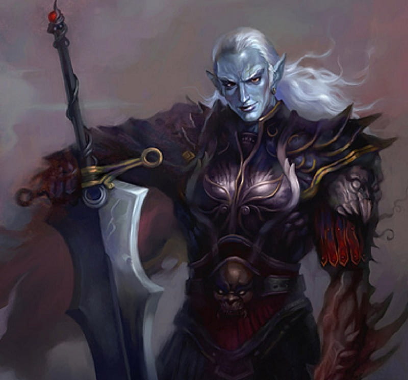 Elven Lord, male, fantasy, warrior, belt, elf, sword, blue, armour, HD wallpaper