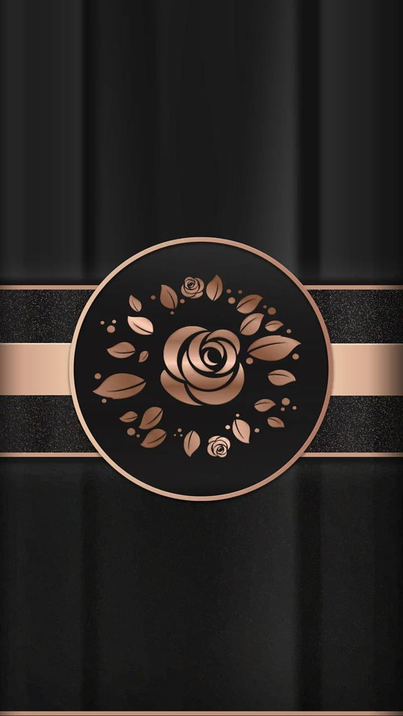Blackrose, rose, flower, black, rose gold, stylish, desenho, flowers, gold, black gold edge, edge, HD phone wallpaper