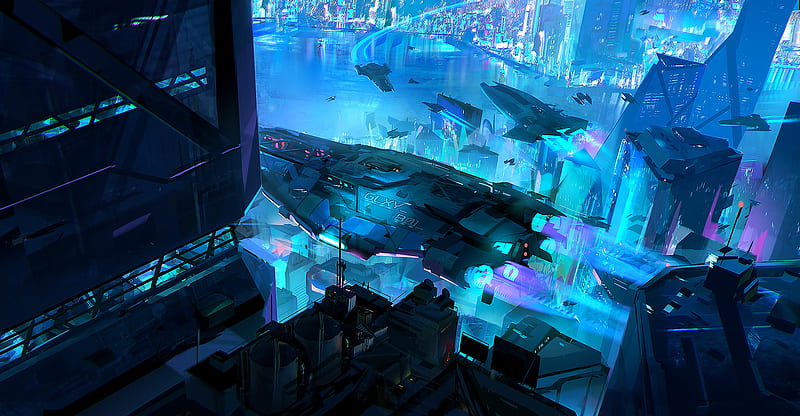 Scifi City Spaceship, scifi, city, spaceship, artist, artwork, digital-art, HD wallpaper