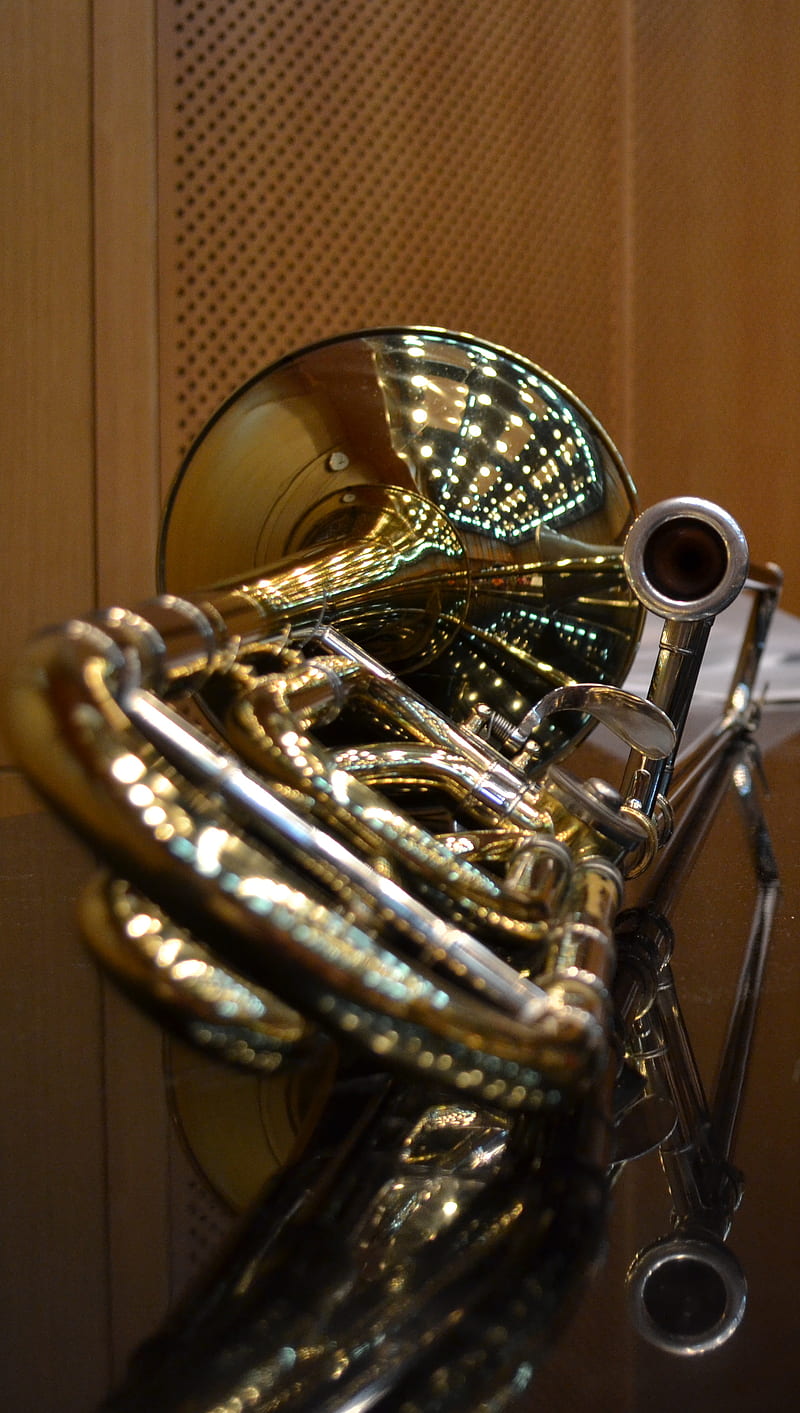 Gold Trombone, music, HD phone wallpaper