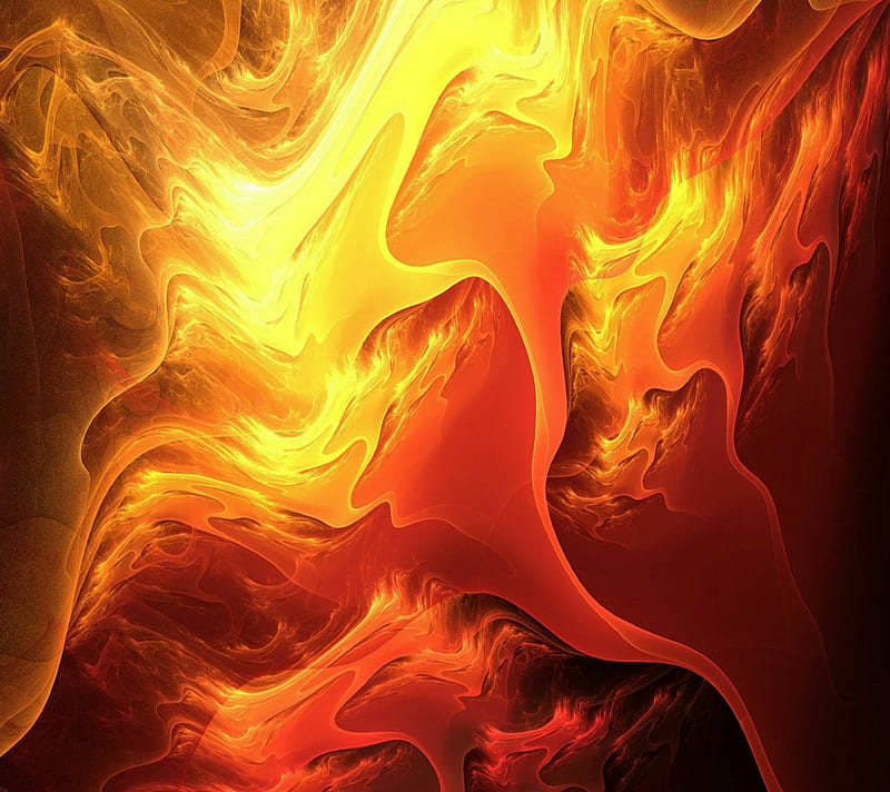 Fire Art, abstract, flame, orange, red, HD wallpaper