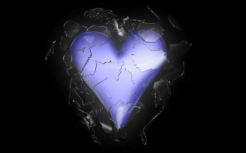 Shattered Heart, smashed, purple heart, broken hearted, gothic, HD wallpaper