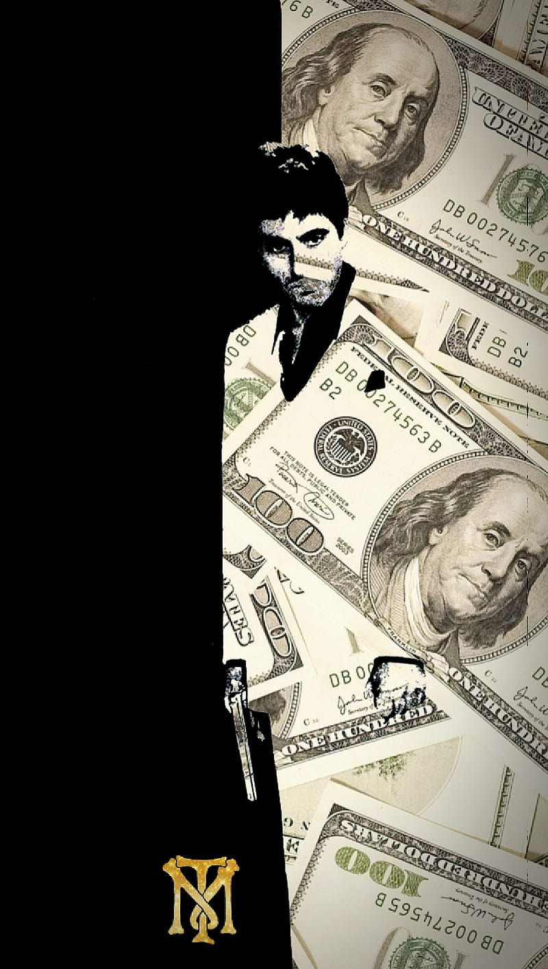 Scarface Al Pacino Benjamins Black Currency Gold Hunnids Logo Tm Tony Montana Hd Mobile Wallpaper Peakpx