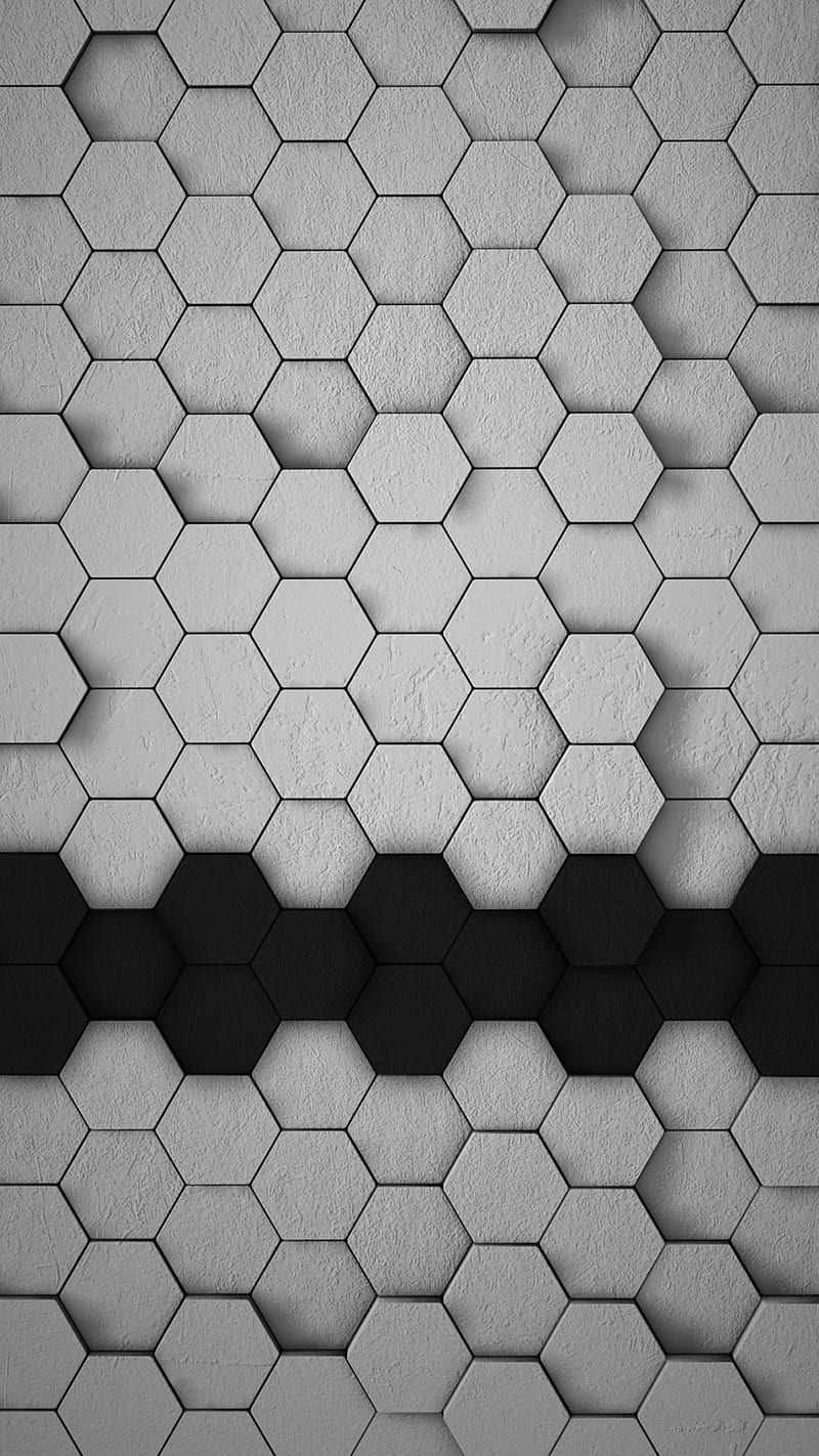 Hexagons 3d, abstract, gray honeycomb, pattern, texture, HD phone wallpaper