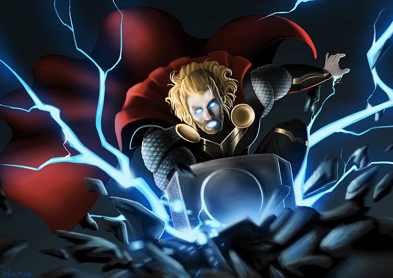 Thor Hammer Lighting, thor, superheroes, artwork, digital-art, HD wallpaper