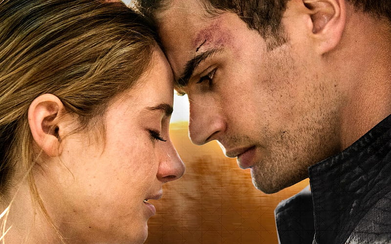 Insurgent (2015), poster, movie, divergent, Theo James, insurgent, saga, lovers, actress, Shailene Woodley, face, couple, actor, HD wallpaper