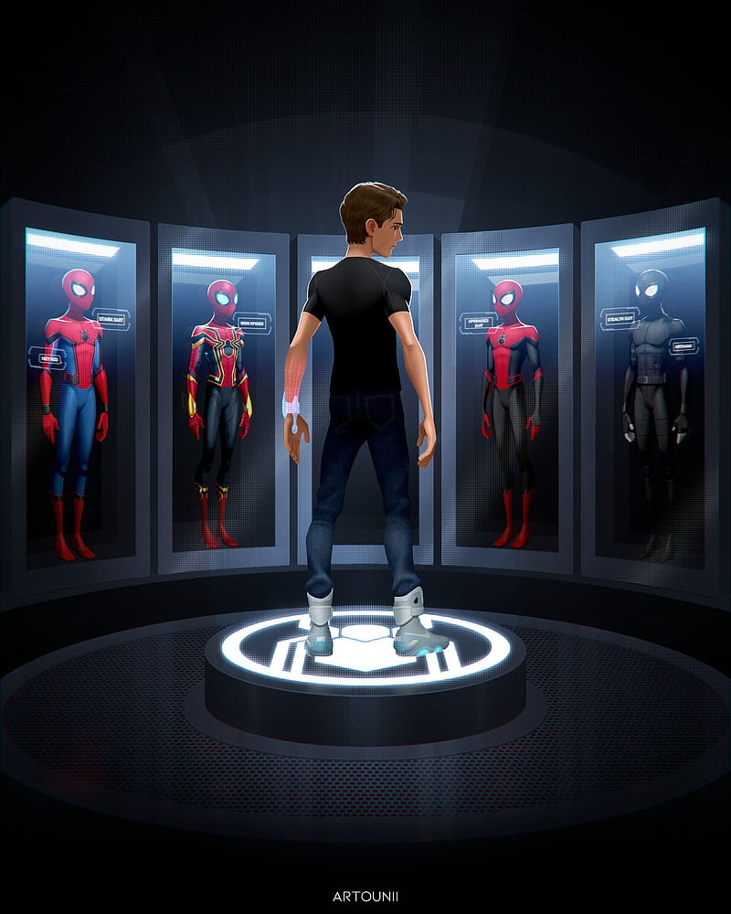Spiderman MCU, iron spider, marvel, suits, tom holland, HD phone wallpaper