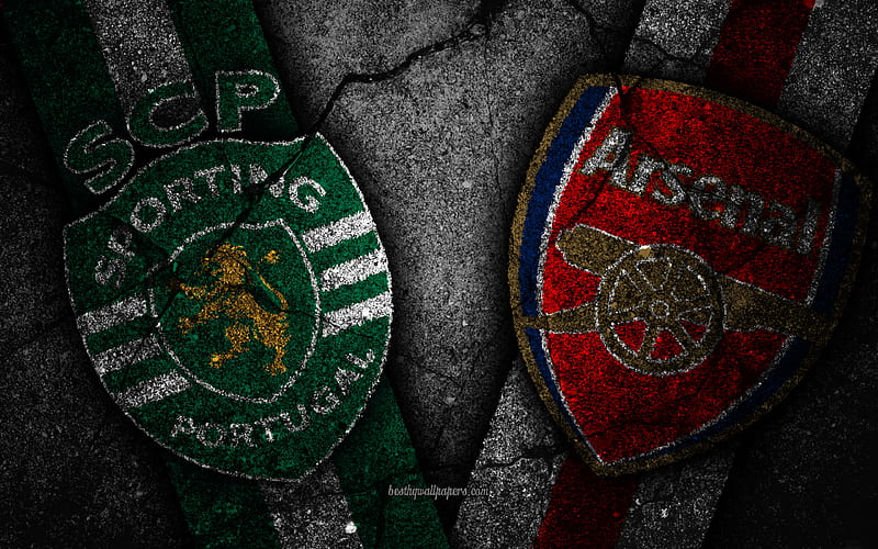 Sporting vs Arsenal, UEFA Europa League, Group Stage, Round 3, creative, Sporting FC, Arsenal FC, black stone, HD wallpaper