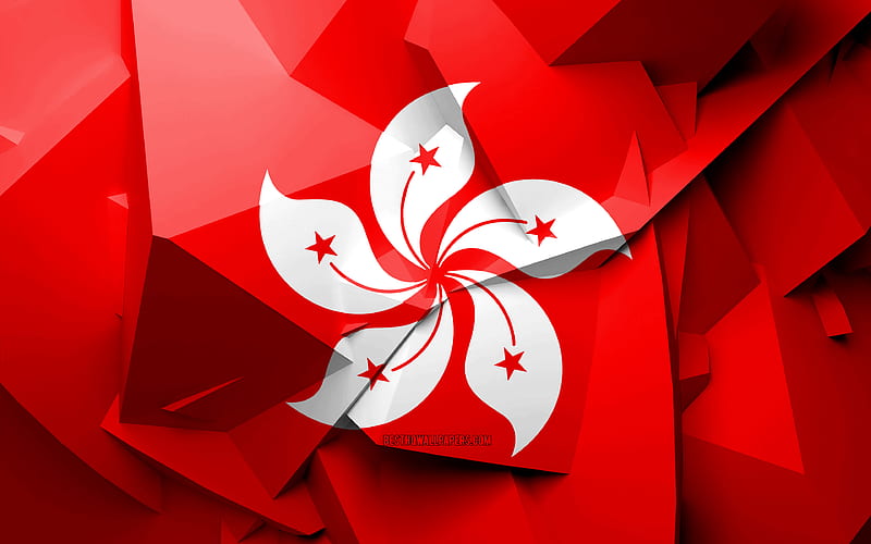 Flag of Hong Kong, geometric art, Asian countries, Hong Kong flag, creative, Hong Kong, Asia, Hong Kong 3D flag, national symbols, HD wallpaper