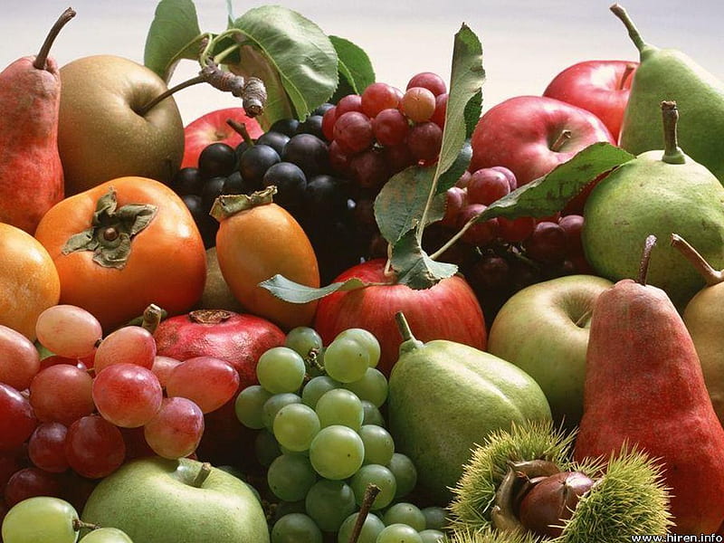 Mixed Fruits, grapes, pears, food, fruits, HD wallpaper