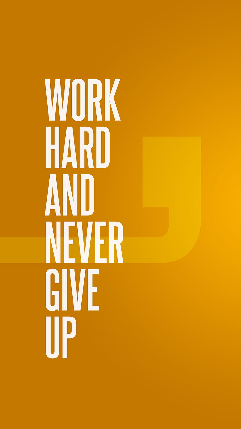 inspirational quote, concept, dedication, give up, insipiration, keep working, lines, quote, work hard, yellow gradient, yes you can, HD phone wallpaper