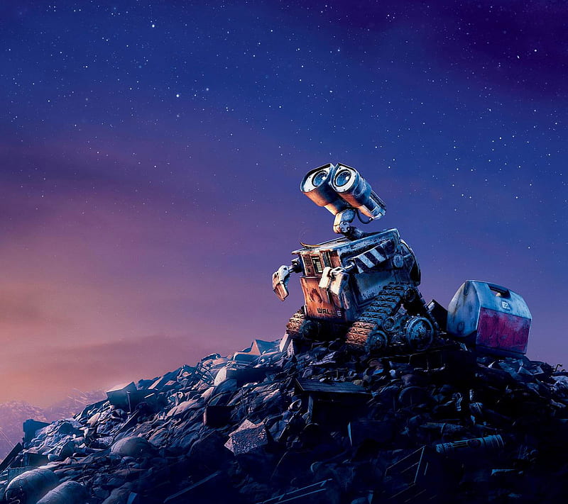 Wall-E, rocks, stars, sunset, HD wallpaper
