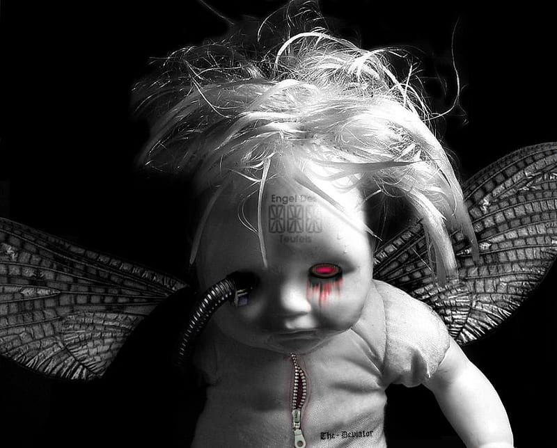 Engel Des Teufels, goth, wings, angel, doll, blood, HD wallpaper