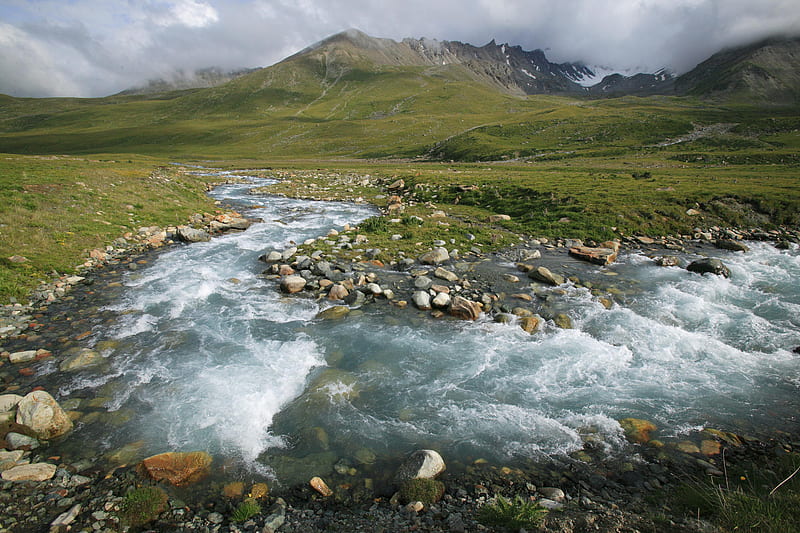 River flowing through steppe Kyrgyzstan, river-flowing-through-steppe-kyrgyzstan, HD wallpaper