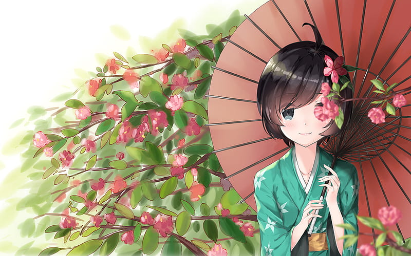 Tsukihi Araragi, manga, kimono, Bakemonogatari, Araragi Tsukihi, girl with umbrella, HD wallpaper