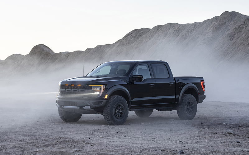 Ford F-150 Raptor, 2021, front view, exterior, new black F-150 Raptor, american cars, Ford, HD wallpaper