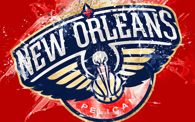 New Orleans Pelicans Grunge Art Logo American Basketball Club Red Grunge Background Hd