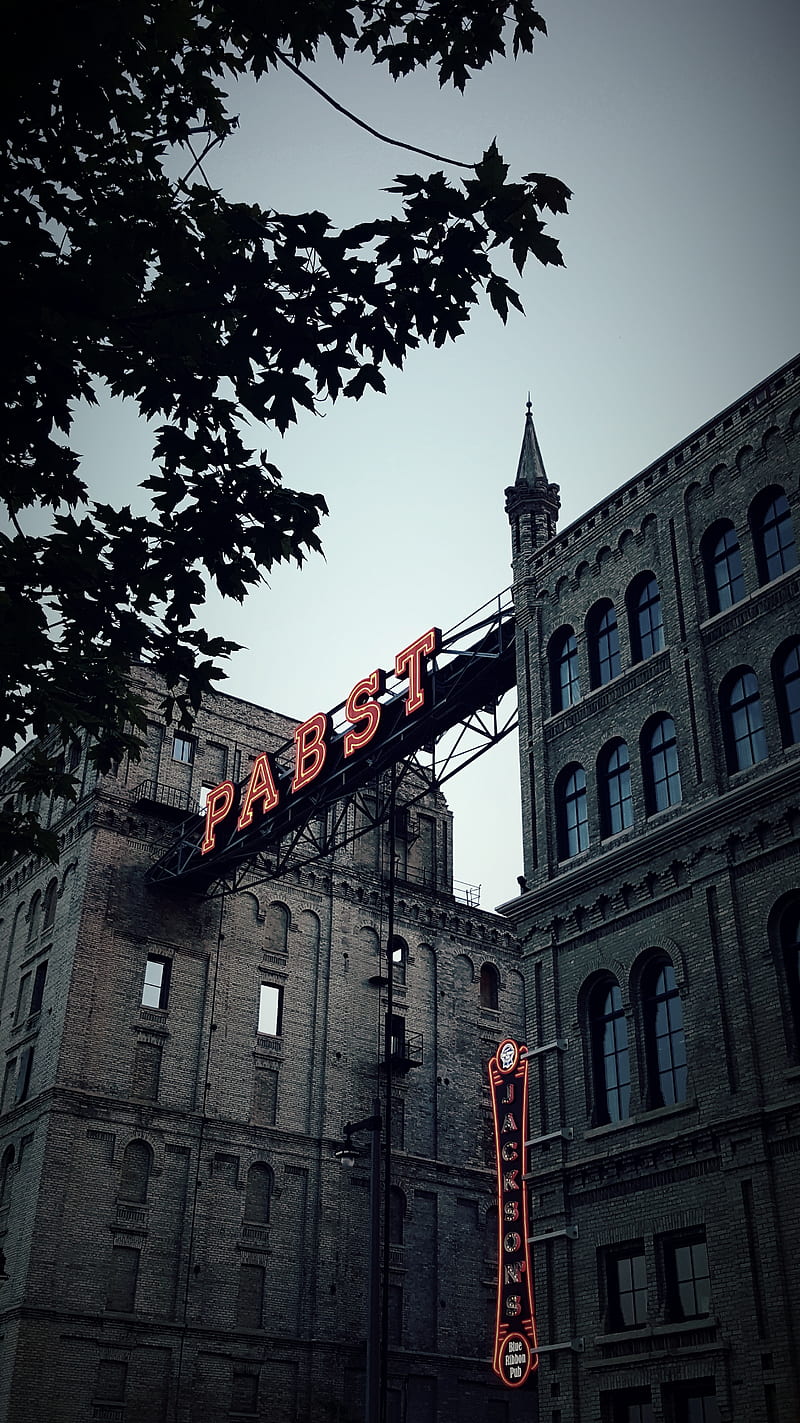 Historic Pabst, beer, bulidings, neon, HD phone wallpaper Historic Pabst, beer, bulidings, neon, HD phone wallpaper