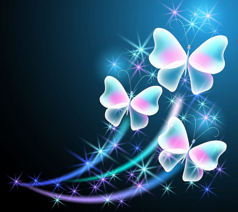 Neon Butterflies, abstract, background, colorful, sparkling, HD wallpaper