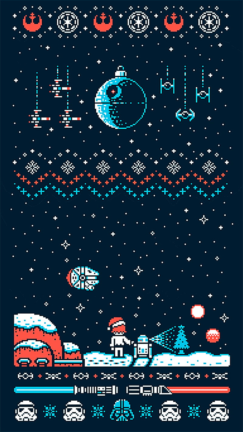 christmas, blue, circle, pattern, snow, star wars, sweater, HD phone wallpaper