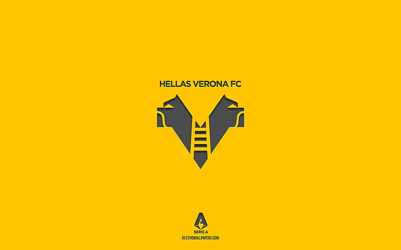 Hellas Verona FC, yellow background, Italian football team, Hellas Verona FC emblem, Serie A, Italy, football, Hellas Verona FC logo, HD wallpaper