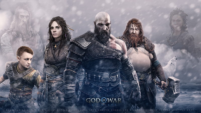 Video Game, God of War: Ragnarök, Atreus (God Of War) , Freya (God Of War) , Kratos (God Of War) , Thor (God of War), HD wallpaper