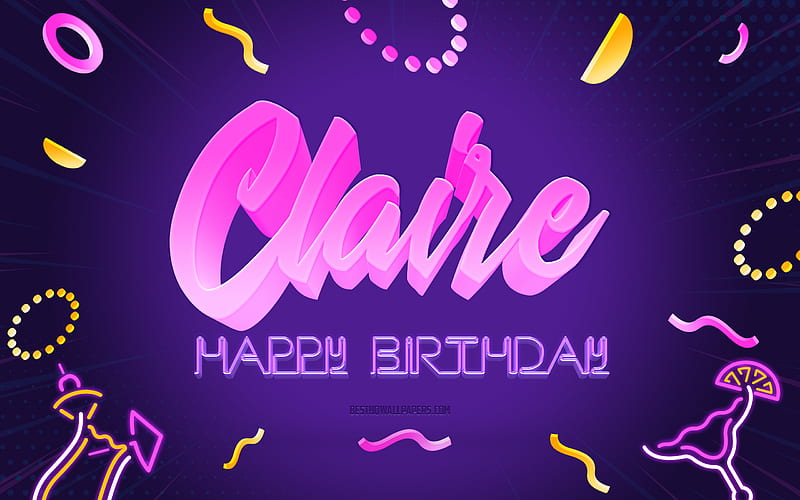 Happy Birtay Claire Purple Party Background, Claire, creative art, Happy Claire birtay, Claire name, Claire Birtay, Birtay Party Background, HD wallpaper