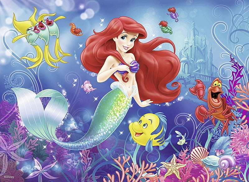 Ariel Fish Redhead Peste Mermaid Child Disney Underwater Yellow Little Mermaid Hd Wallpaper Peakpx