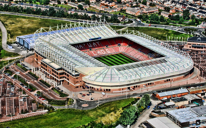 Stadium of Light, aerial view, R, Sunderland AFC Stadium, english stadiums, Monkwearmouth, football stadium, Sunderland, England, United Kingdom, HD wallpaper