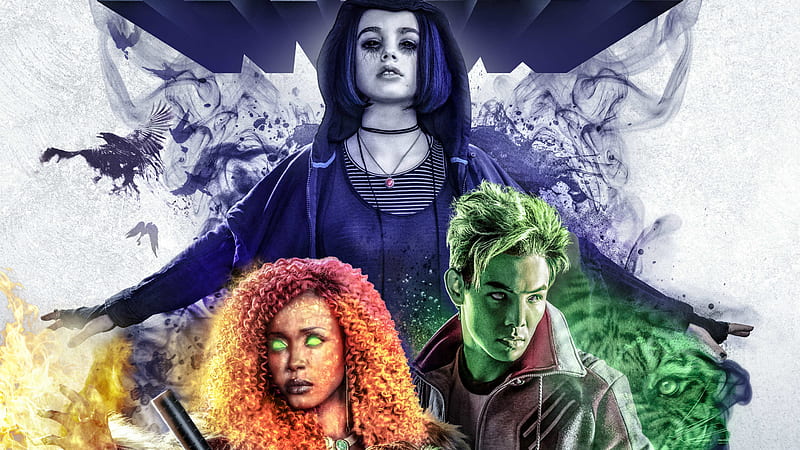 Beast Boy Raven And Starfire In Titans 2018, beast-boy, raven, starfire, titans, tv-shows, HD wallpaper