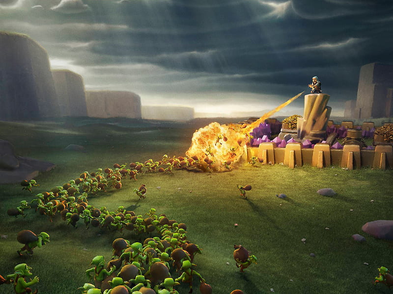 Clash Of Clans Wiz And Goblins, clash-of-clans, supercell, games, HD wallpaper