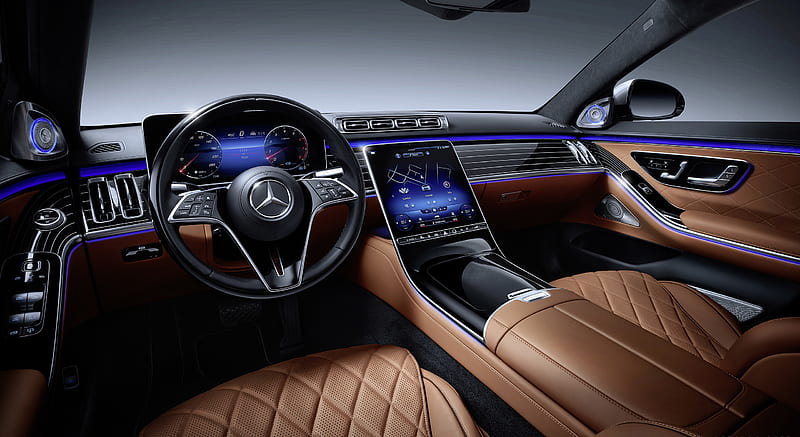 2021 Mercedes-Benz S-Class (Color: Leather Siena Brown) - Interior, Cockpit , car, HD wallpaper
