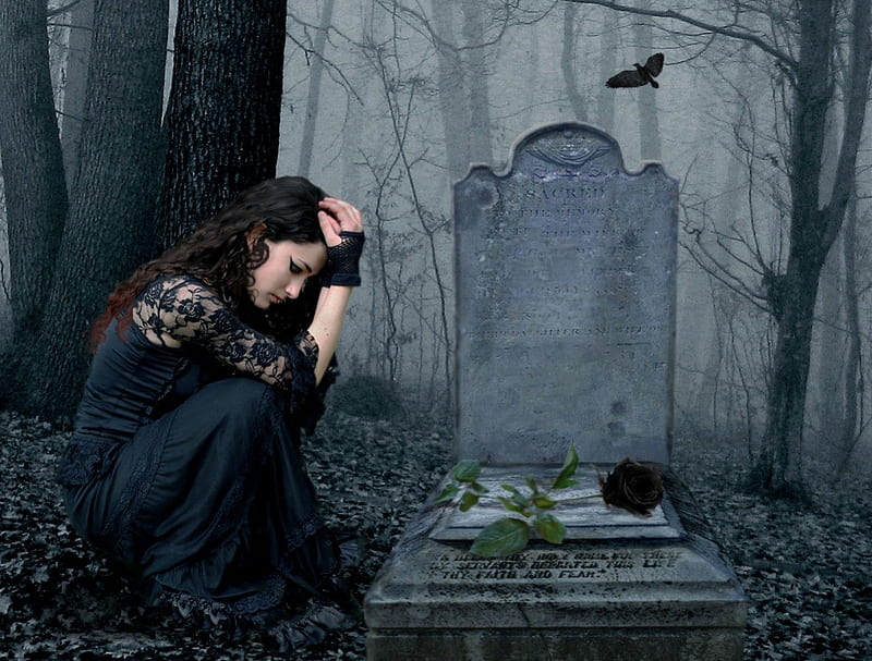 The Black Rose, lady, rose, think, grave, HD wallpaper