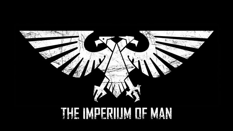 Warhammer 40000 - Imperial, symbol, black background, quote, video games, typography, warhammer 40000, icon, HD wallpaper