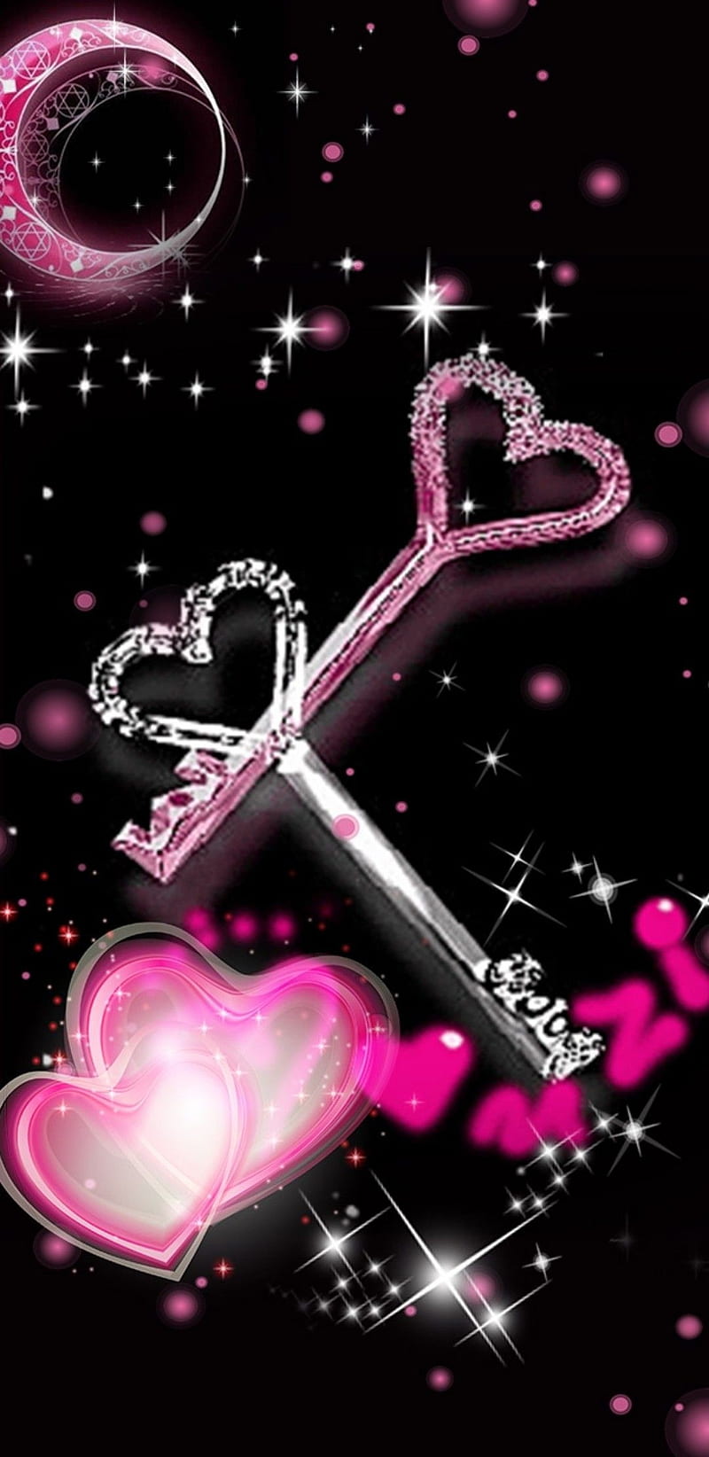 HeartKeys, girly, glitter, heart, corazones, key, keys, pink ...