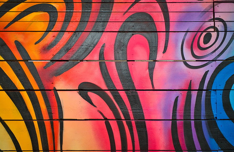 graffiti, lines, colorful, wall, boards, texture, HD wallpaper