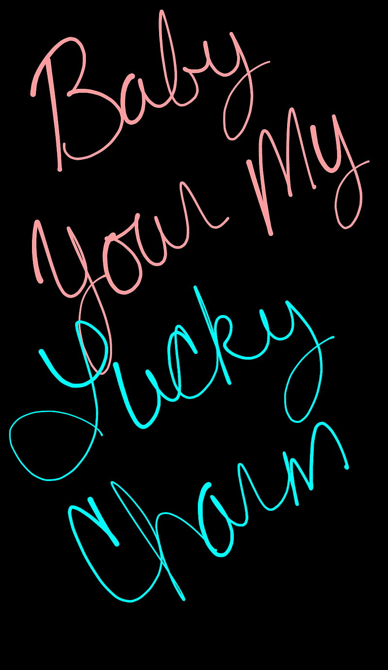 My lucky charm, black, lucky charm, neon, neon blue, neon green, neon red, phrase, quote, saying, word, HD phone wallpaper