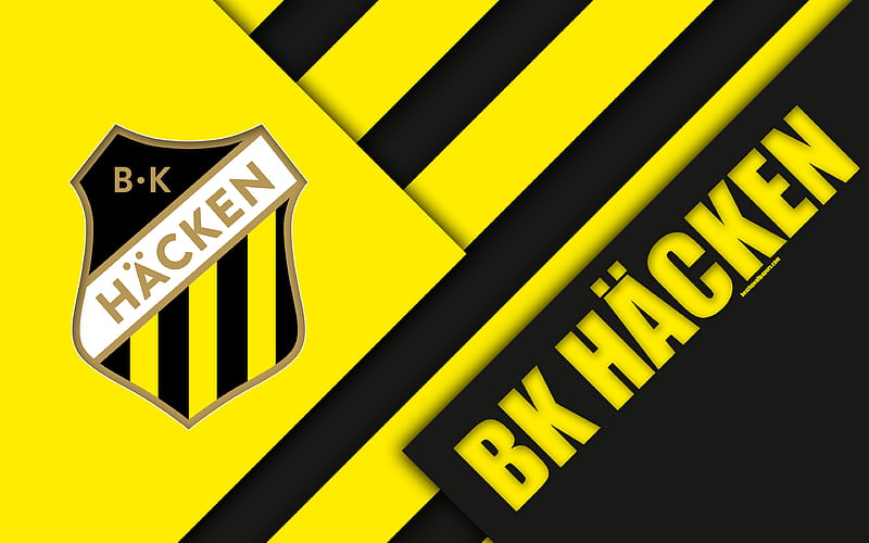 BK Hacken logo, material design, Swedish football club, yellow black abstraction, Allsvenskan, Gothenburg, Sweden, football, Hacken FC, HD wallpaper