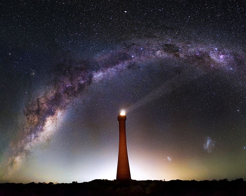 Stars, Night, Milky Way, Galaxy, Lighthouse, Sci Fi, Australia, HD wallpaper