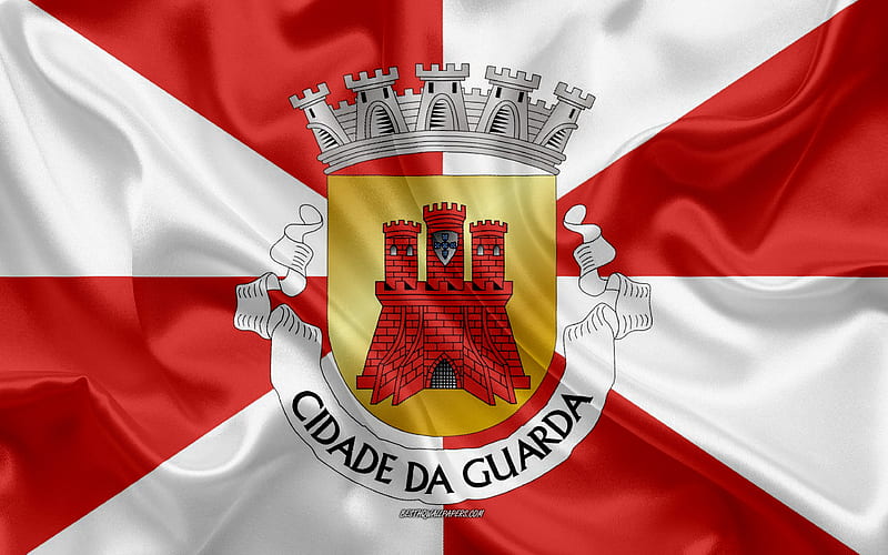 Flag of Guarda District silk flag, silk texture, Guarda District, Portugal, Guarda flag, region of Portugal, HD wallpaper
